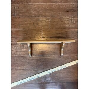 Vintage Wooden Wall Shelf 18" Wood Curved Brackets Rustic Farmhouse Cottagecore
